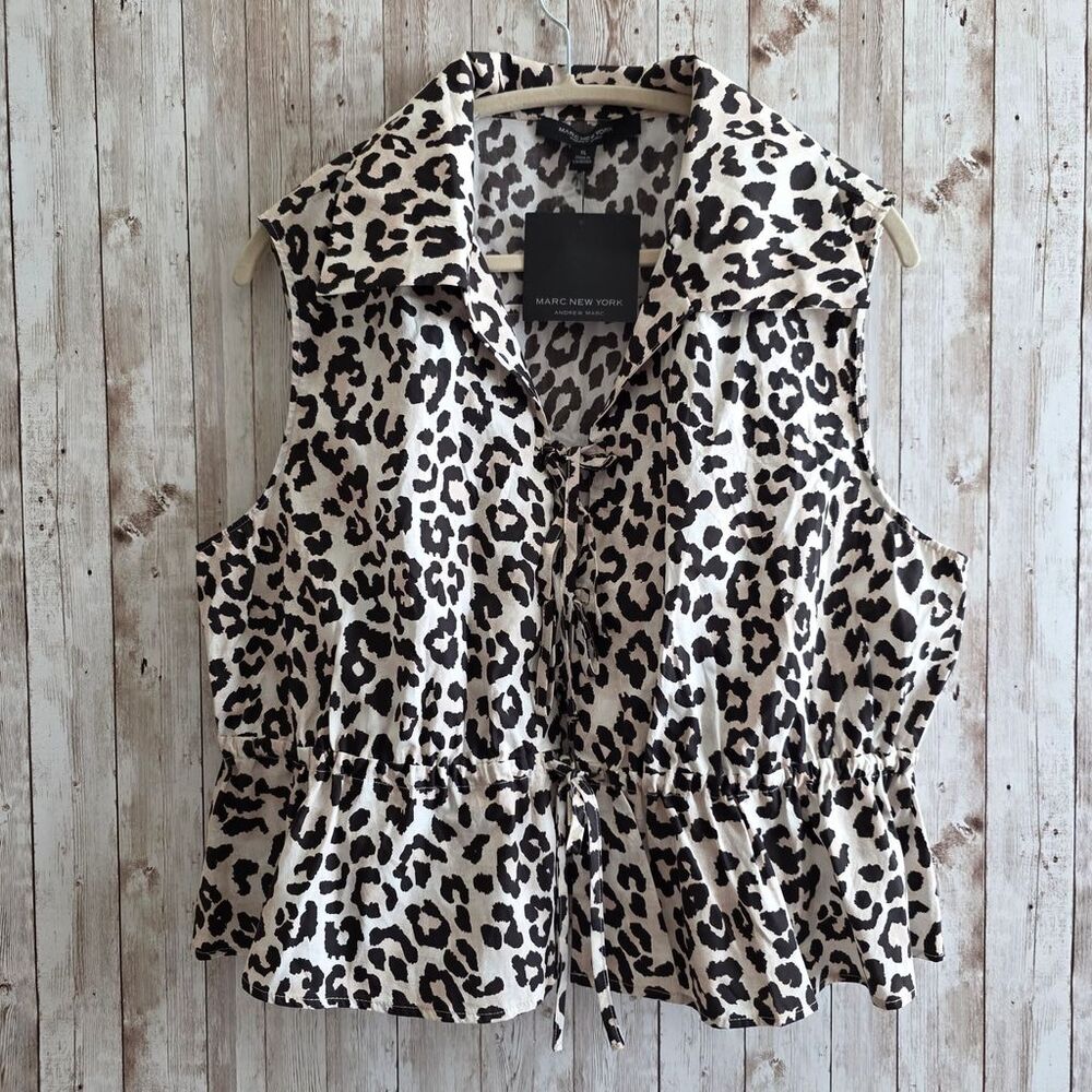 Women's Marc New York Blouse XL Neutral Animal Print